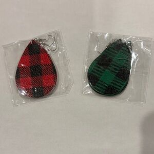 Plaid Teardrop Faux Leather Earrings Set
